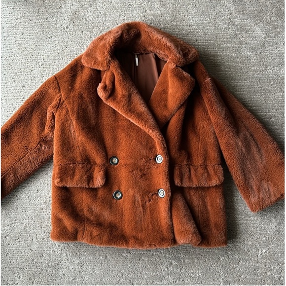 Free People: Brown Kate Faux Fur Coat - Picture 7 of 14